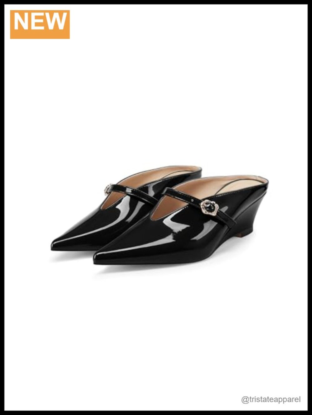 Women's Pointed Toe Mule Heels Low Wedge Slip On Dress Shoes